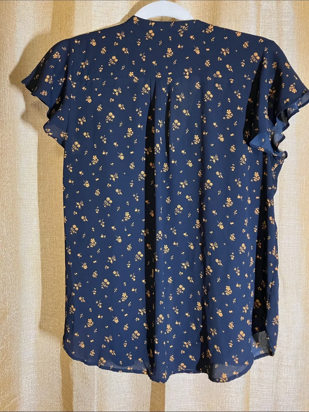 H&M Navy Blouse with Gold Floral Print